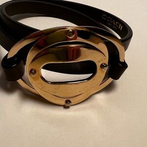 Coach Brown and Gold Women's Leather Wrap Bracelet